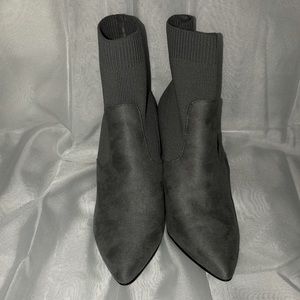 Grey, boot, slight heel.